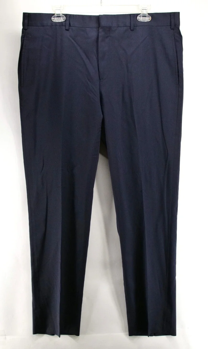 Brooks Brothers 1818 Regent Dress Pants Mens 38x30 Navy Blue Reda Flexo Wool
